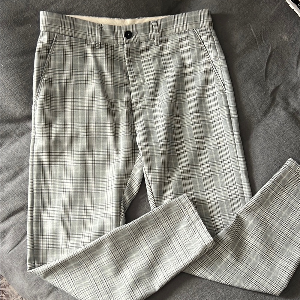Men's Gray Plaid Pants